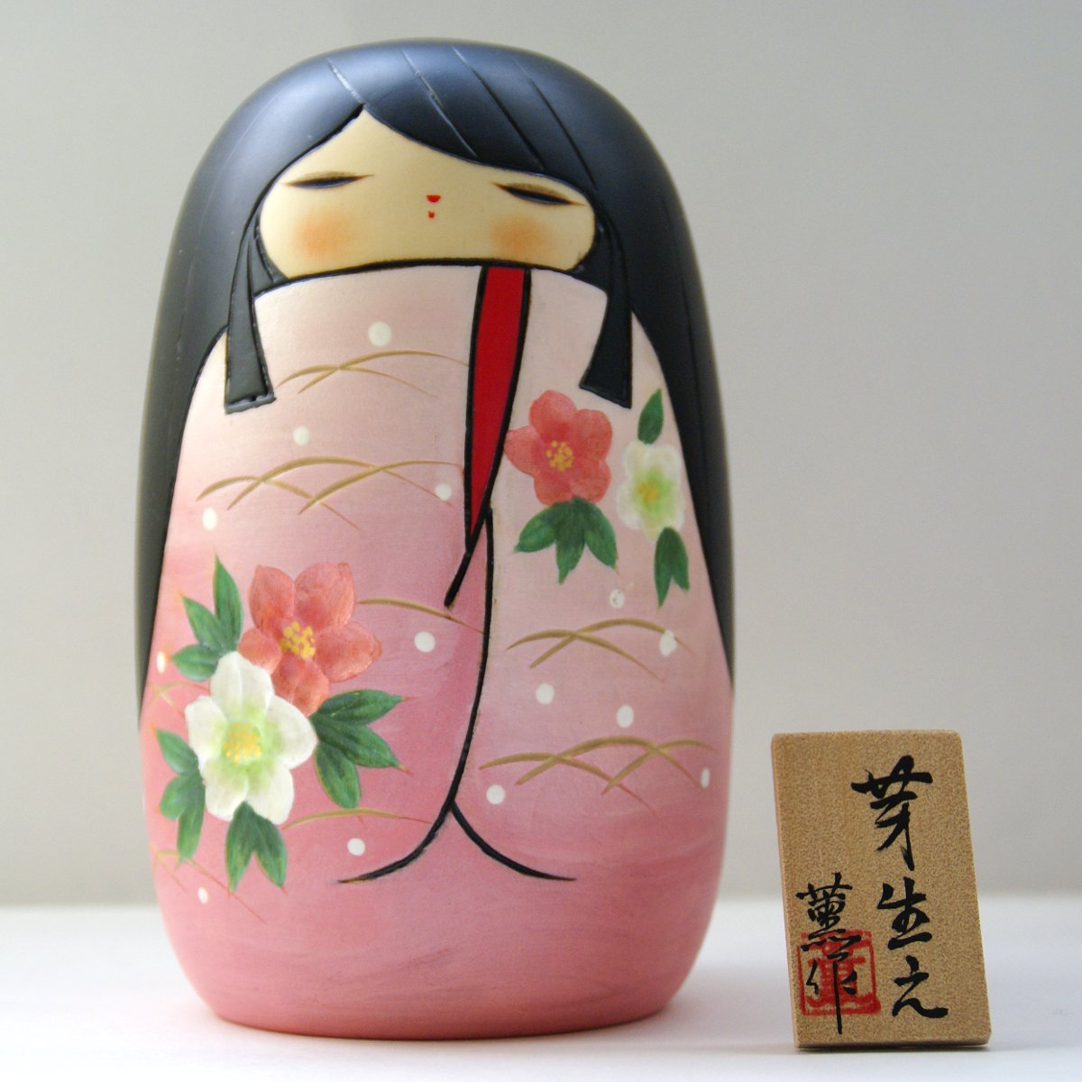 Lovely Creative Kokeshi Doll MEBAE (SPROUT), Pink by Kaoru Nozawa - MMH Collectibles Japan