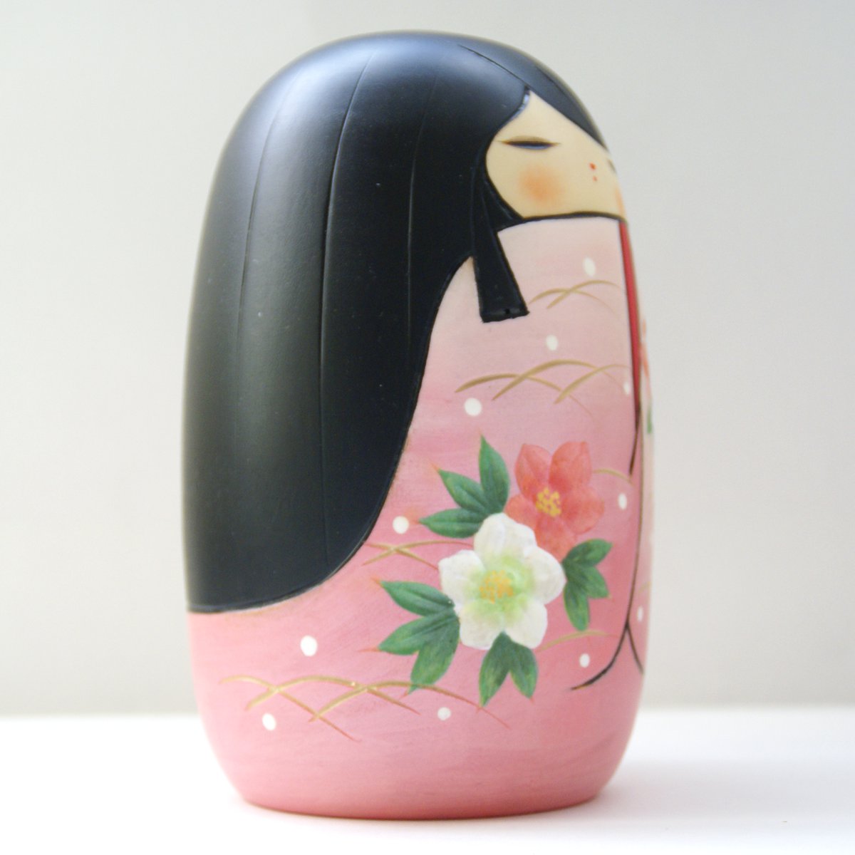Lovely Creative Kokeshi Doll MEBAE (SPROUT), Pink by Kaoru Nozawa - MMH Collectibles Japan