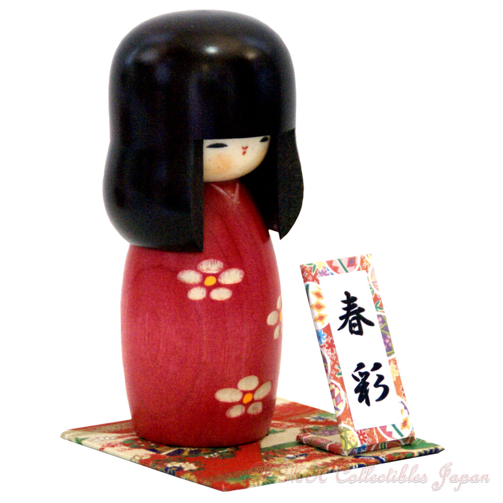Lovely Creative Kokeshi Doll SHUNSAI (SPRING COLOR), Pink by Usaburo - MMH Collectibles Japan