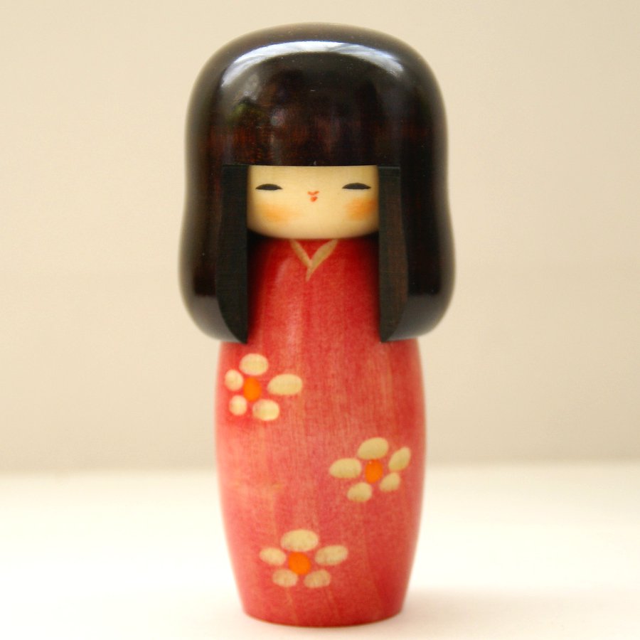 Lovely Creative Kokeshi Doll SHUNSAI (SPRING COLOR), Pink by Usaburo - MMH Collectibles Japan