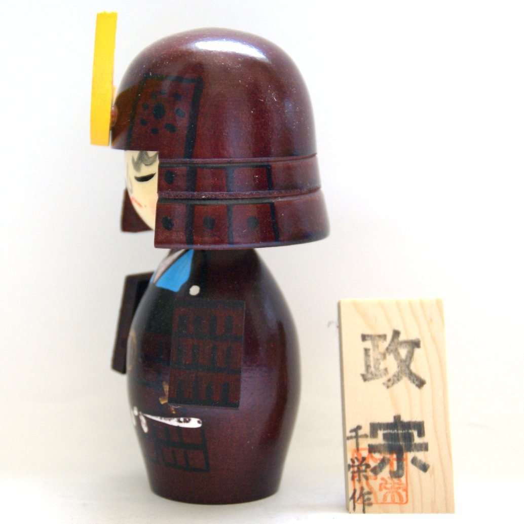 Cool Samurai Commander Kokeshi Doll MASAMUNE by Chie Tamura - MMH Collectibles Japan