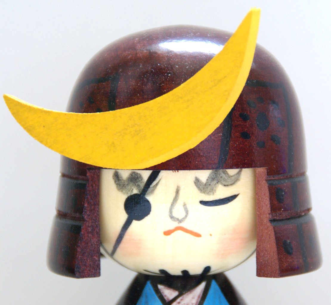 Cool Samurai Commander Kokeshi Doll MASAMUNE by Chie Tamura - MMH Collectibles Japan