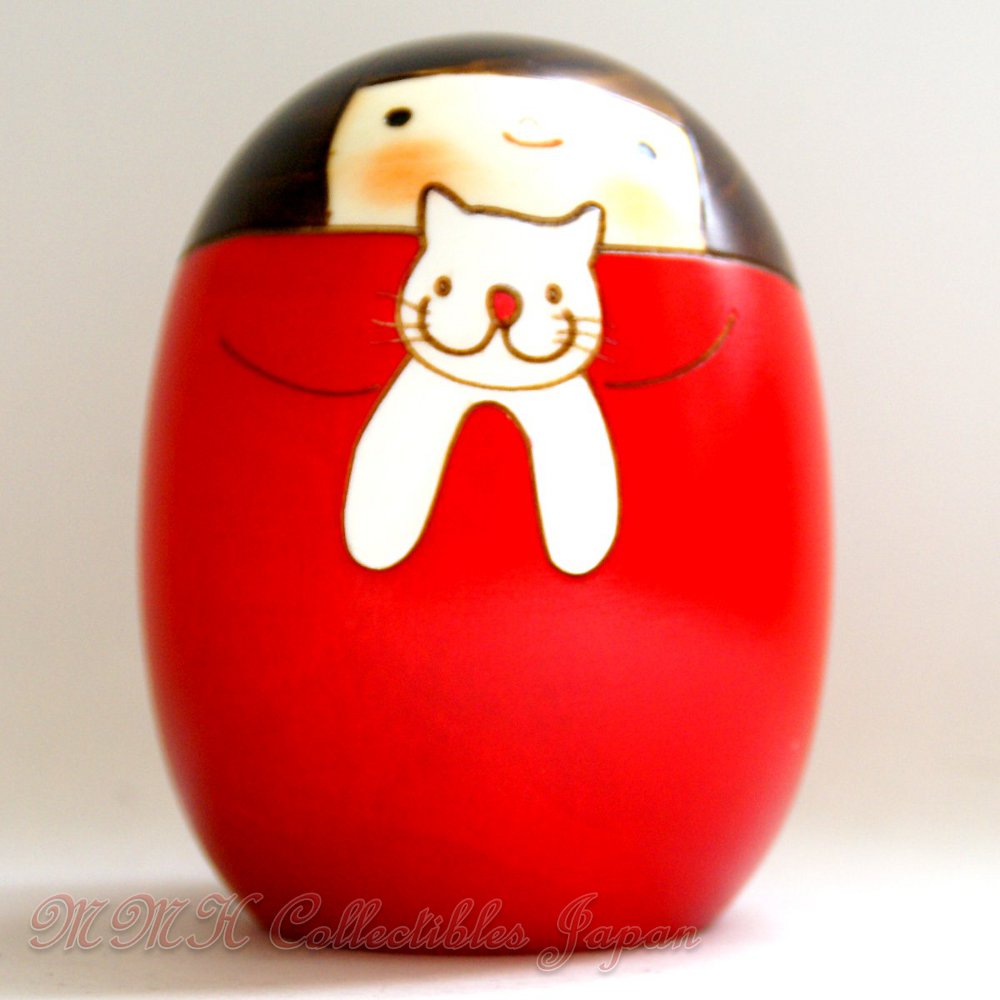 by Usaburo w/gift #104 Lovely Japanese Kokeshi Doll NEKO-NO-SARI SARI THE CAT 